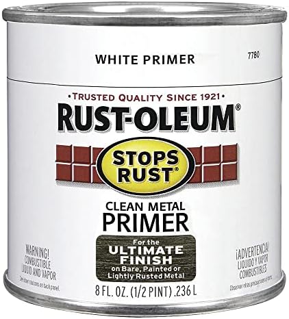 Rust-Oleum 7780730 Rustoleum 7780-730 1/2 Pint Stops Rust Primer, 8 Ounce, Flat White Clean Metal, 8 Fl Oz