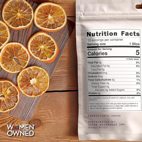 Image of SAYSO Dehydrated Oranges | Dried Fruit Slices for Cocktail or Mocktail Garnish for Drinks | Premium Quality Citrus | Single Ingredient, Hand Selected, 12 Slices