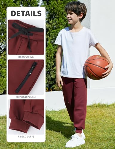 Gihuo Boys Sweatpants Athletic Workout Kids Joggers with Zipper Pocket Drawstring Active Casual Soft Jogging Sweat Pants - Image 4