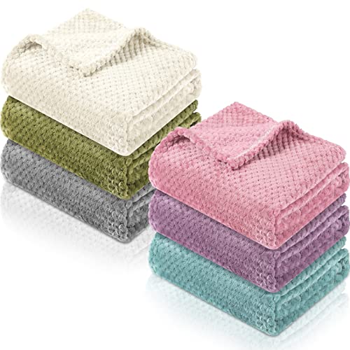 Image of 6 Pcs Baby Blanket Flannel Fuzzy Cozy Throw Blankets Soft Warm Fleece Sherpa Blanket for Newborn Infant and Toddler, Nursery Swaddling Blankets for Baby Kids,6 Colors (30 x 40 Inch)