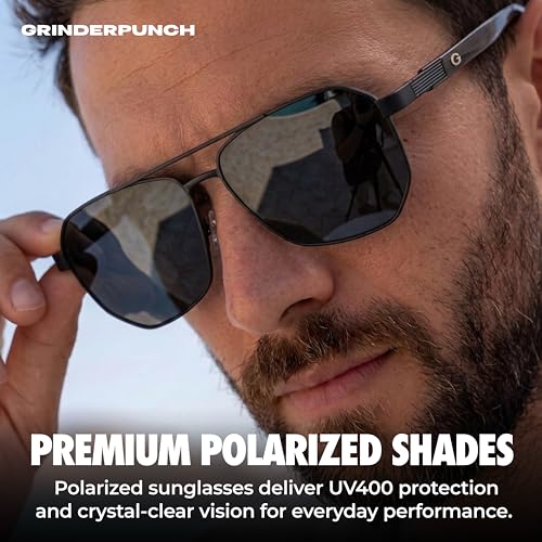 Image of grinderPUNCH Polarized Aviator Sunglasses Men Women Retro Vintage Square Pilot Sun Glasses UV400 Protection
