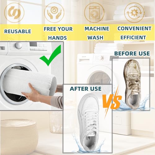 Image of Shoe Washing Machine Bag Laundry Shoe Bag for Washer and Dryer Reusable 2pc Shoe Cleaning Bags for Sneakers 360 Deep Cleaning Machine for All Shoes Types With Self-locking Zipper