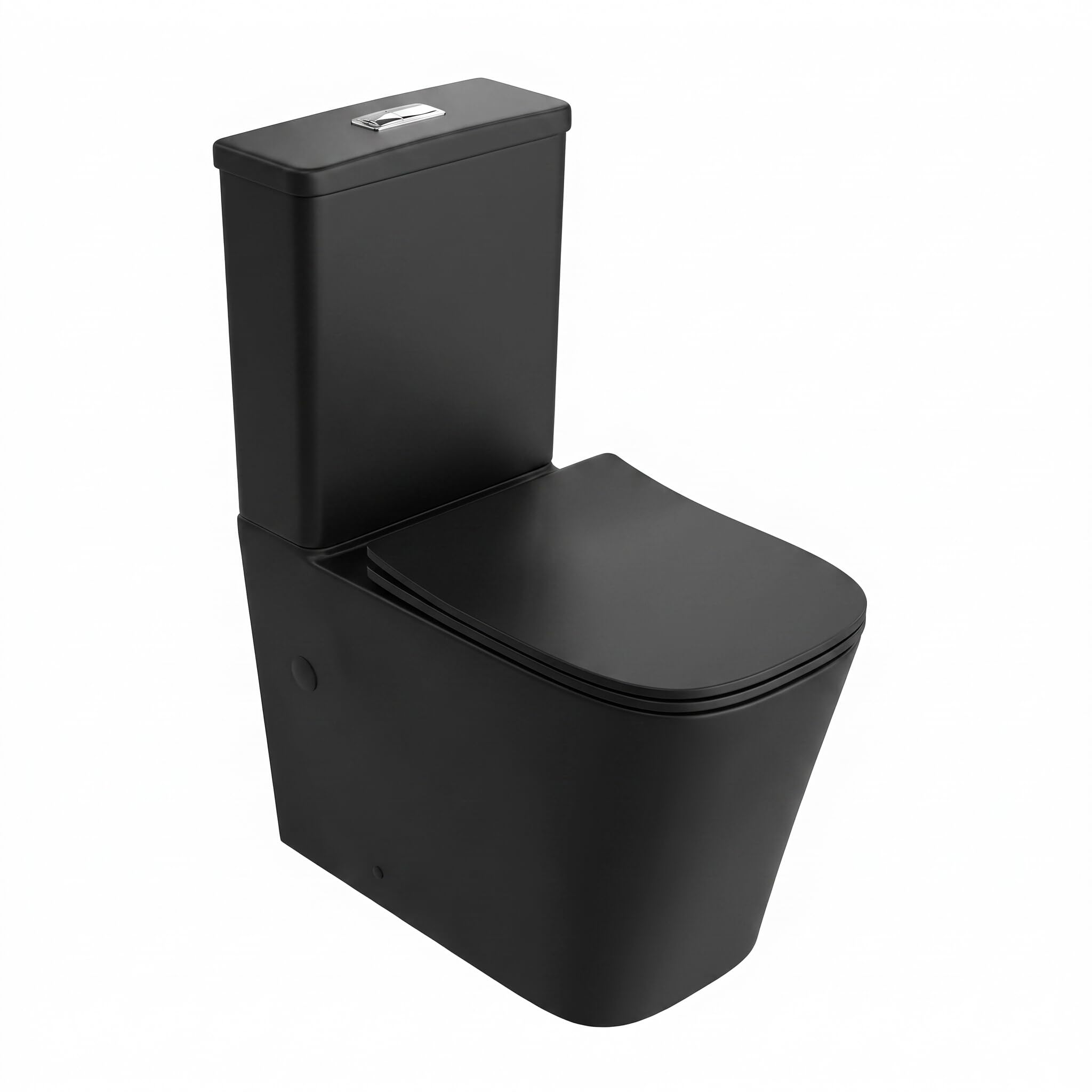 LAVITA Inodoro de una sola pieza con cisterna integrada TRYTON BLACK tapa de inodoro con descenso automático, de cerámica, sin bordes, juego de inodoro de pie + pieza de conexión para inodoro