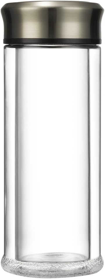 Double-Wall Tea Mug Cup Water Bottle Business Office Water Glass With Tea Filter Glass Jar Container Glasses CUPS Tumbler (blue) (transparent)