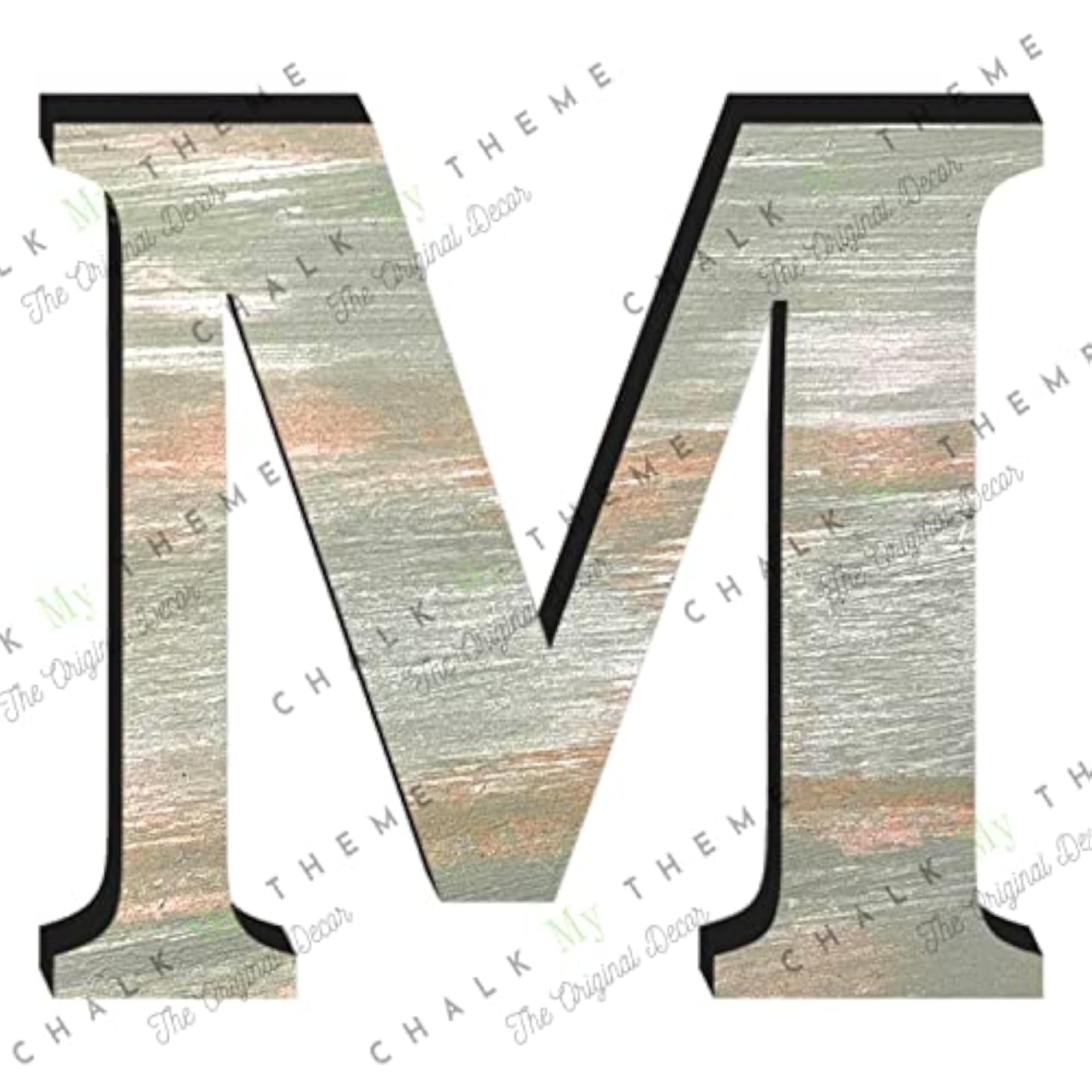 Wooden Letter M for Wall Decoration, Rustic Green