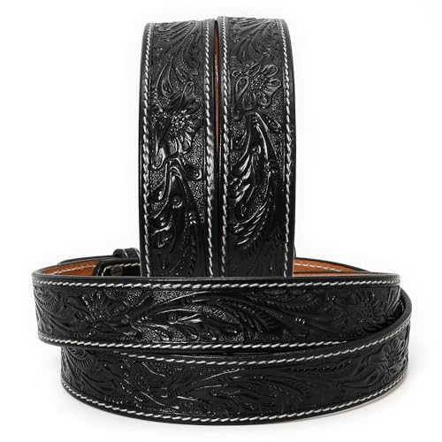 American Darling Beautifully Hand Tooled Black Genuine Leather Belt Men and Women Western with Removable Buckle2