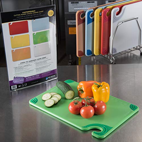 San Jamar Saf-T-Grip Plastic Cutting Board With Safety Hook, 12" x 18" x 0.5", Assorted Colors, (Set of 6) - Image 6