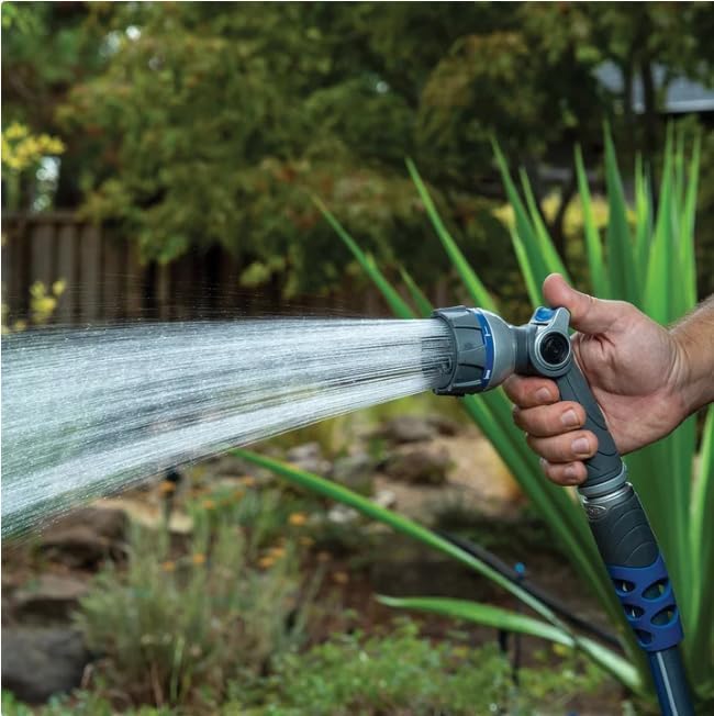 3 Piece Garden Hose Nozzle Set - Includes 2 Multi Pattern Spray Nozzles and 1 Telescoping Watering Wand - Ergonomic Thumb Control - Durable Heavy Duty Irrigation Kit for Lawn, Garden & Cleaning