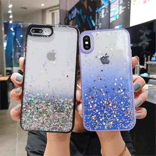 Image of Vonzee Case Compatible with iPhone X & XS (5.8 inch), Non Moving Glitter Cover for Girls & Women Soft TPU Shockproof Anti Scratch Drop Protection Cover (Purple)
