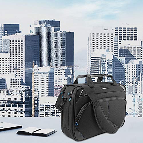 KROSER Laptop Tasche 15,6 Zoll Business Tasche Laptop Umhängetasche Wasserabweisend Schultertasche Durable Tablet Hülle mit RFID Taschen für College/Herren/Frauen/Männer/Damen-Schwarz/Blau MEHRWEG