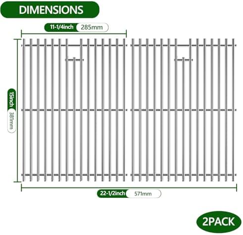 15 inch Cooking Grid Grate for Weber Spirit 200 210 with Side Control, Spirit 500, Genesis Silver A, Grill Replacement Parts for Kenmore, Weber 7521 7522 7523 65904 65905, Stainless Steel Grill Grate