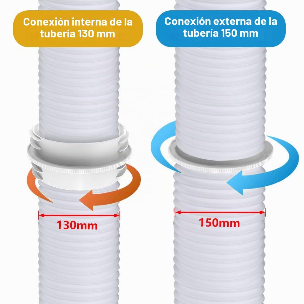 Tubo Aire Acondicionado Portátil Con Adaptador,Manguera de Ventilación Portátil Con 130 mm/150 mm de Diámetro,Manguera de Escape Acondicionado Telescópica,Para Aire Acondicionado