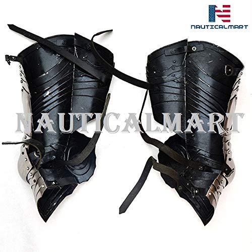 Nautical-Mart Leather Gauntlet Wristband Medieval Bracers Wrist Band Buckle Wide Bracer Arm Armor Cuff (Black)