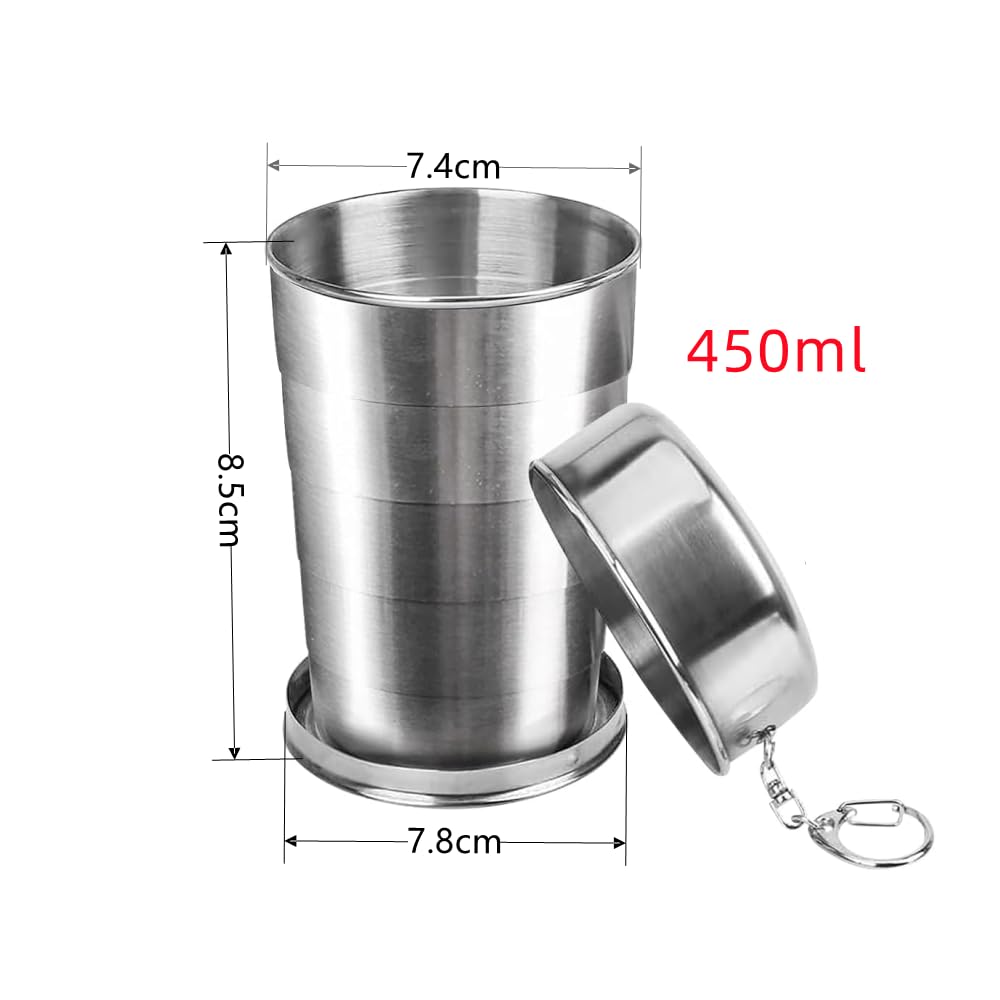 2 Bicchieri Pieghevoli In Acciaio Inox 450ml | Per Campeggio E Escursionismo | Con Posate Include - Foto 12