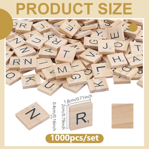 2000 piezas azulejos de letras de madera A-Z miniatura 2