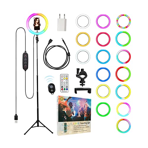 Starbea Ring Light avec Trépied Mobile Phone USB Prise Européenne 29,5cm Télécommande pour YouTube Photographie Diffusion en continu Ring Light