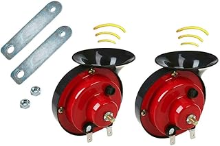Buzina de trem para caminhão, buzina de trem 300db 12 V à prova d'água buzina elétrica caracol para motocicleta, caminhões, bicicletas, barcos (vermelho, 2 peças)