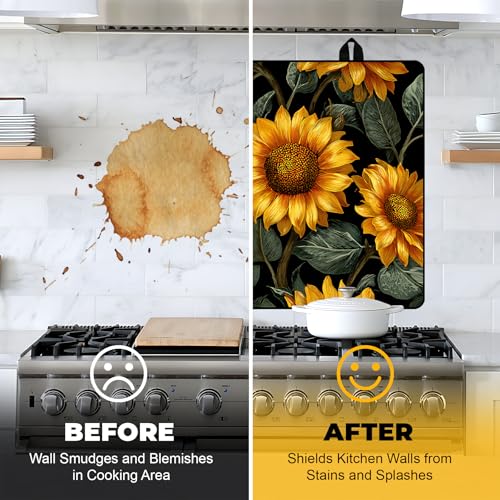 Image of NYZE Stove Cover for Electric and Glass Stove Tops 3-in-1 Stove Mat, Heat Resistant Counter Protector Mat, Non-Slip Surface & Drying Rack (Sunflower, 28.5 inchLx20.5 inchW)