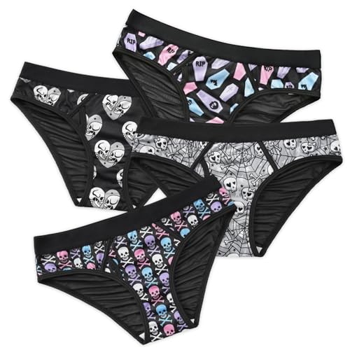 Littleforbig LA01-LB-UP220-S401-2XL Women'S Ladies Soft Mesh Underwear Comfortable Hipster Briefs Goth Babe 4 Pack Panties Set 2Xl Multicolor thumb #5