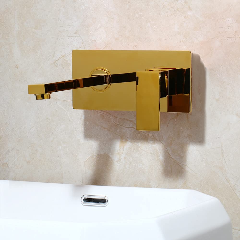 Robinet mural salle de bain en laiton massif or et noir mat pour mitigeur de lavabo moderne