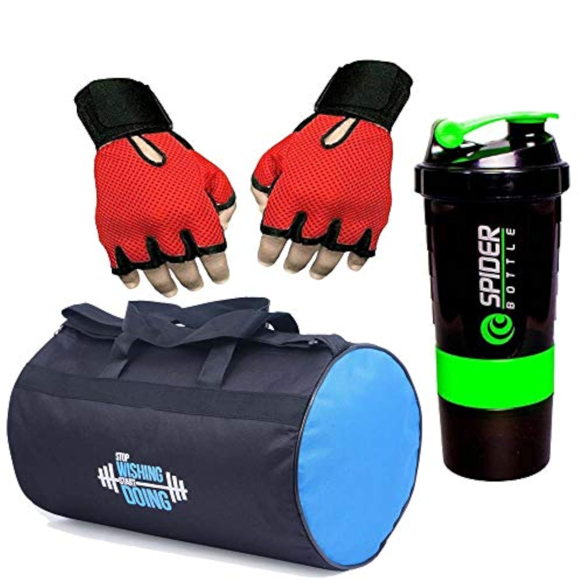 Durable Polyester Duffel Gym Bag with Sipper Bottle & Gloves