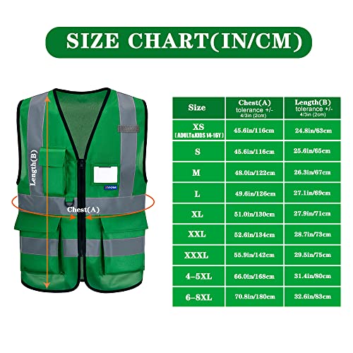 Image of green work vest | Green XL work vest with reflective strips, mic tabs and 7 pockets for property inspection and forestry; 21 color options.