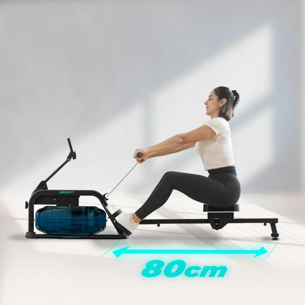 Cecotec Remos de agua Drumfit Rower Neptuno Remo de resistencia de agua con tanque de 11 y 13 litros. Sillín ajustable horizontalmente. APP, Pantalla LCD. Soporte para dispositivos.