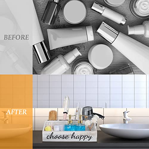 Hair Tool Organizer, White Hair Dryer Holder Rustic Wood Blow Dryer Holder Hair Product Straightener Holder Wall Mount Vanity Accessories Bathroom Sink Organizer Storage Stand Countertop Cabinet Door #TOP6