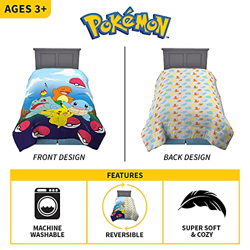 Image of Pokemon Kids Bedding Super Soft Microfiber Reversible Comforter, Twin /Full, (Officially Licensed Product) by Franco