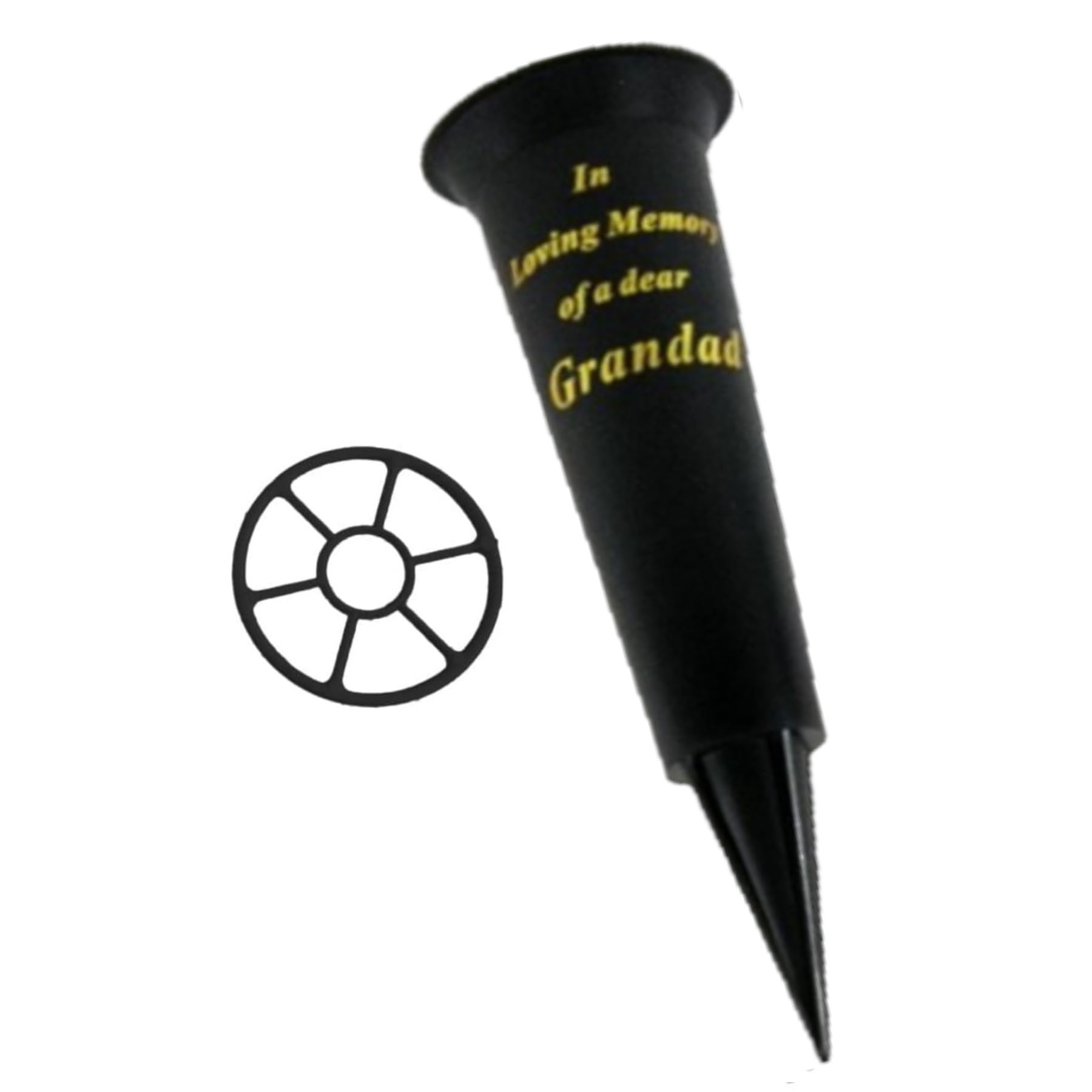Widdle Gifts Black In Loving Memory Grandad Spiked Memorial Grave Flower Vase Graveside Memorial With Flower Holder Insert