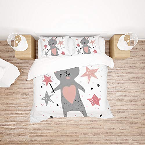 Housse de couette lapin 3 pièces avec taies d'oreiller lit simple - 3