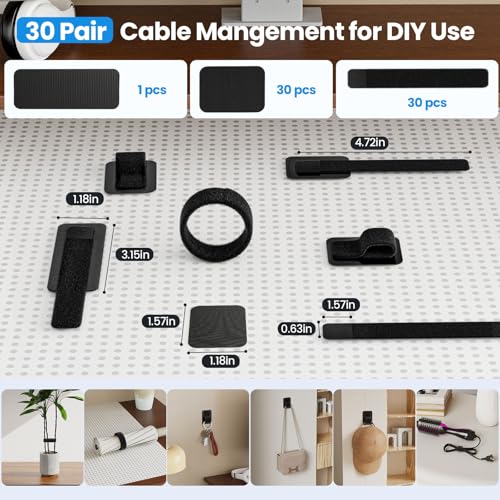 Miniatura 7 de Gestión De Cables Debajo Del Escritorio, Hasta 15 Cables Soporte De Cables Mejorado Organizador De Cables, Bridas Ajustables Con Gancho Y Bucle, Soporte De Cables Reutilizable, 20 Pares