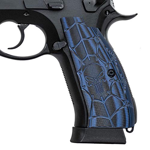 Guuun CZ 75 SP01 Grips Full Size SP-01 Shadow CZ Grips Cobweb Punisher Skull Texture G10 Grip