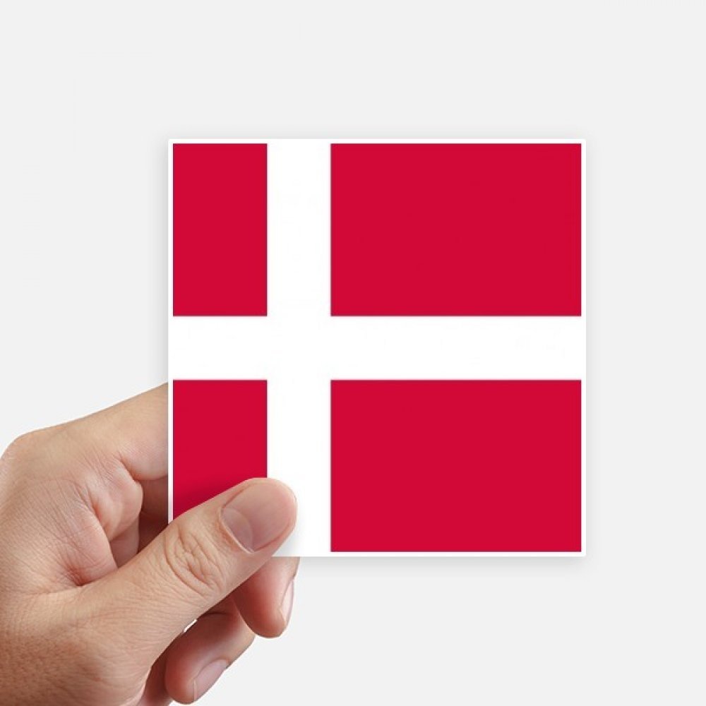 Autocollants drapeau Danemark 10cm x 10cm stickers carrés pour mur et valise 8pcs