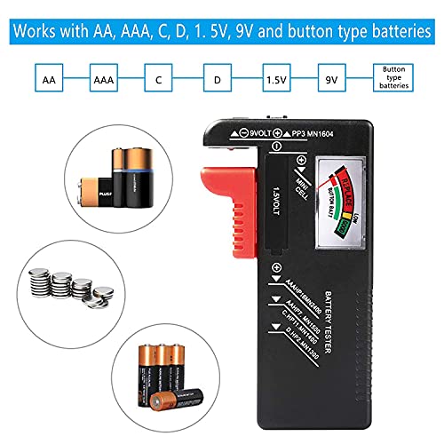 ZHITING Batterijtester, batterij volt checker,voor AAA, AA, C, D, 1,5 V, 9 V en kleine batterijen, Levensduur van de… - Image 7
