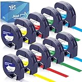 Weemay Compatible for Dymo Label Maker Refills Replacement for Letra Tag Refills Plastic 1/2x13 Refill for Letra Tag 200B LT-100H LT-100T QX50 Label Makers (12mm x 4m, 10 Pack)