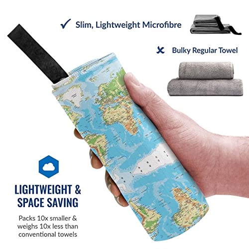 Ewmar World Map Microfiber Absorbent Bath Towel Quick Dry Pool Towel Oversized Travel Beach Towel (Horizontal Section) #TOP1