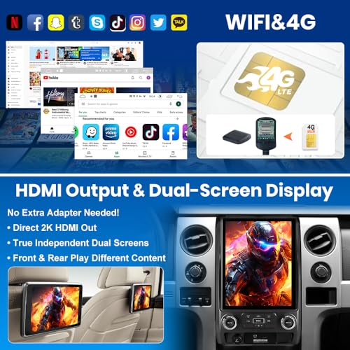 Radio Auto Qualcomm 6125 12.1" Android 13 para Ford F150 miniatura 6
