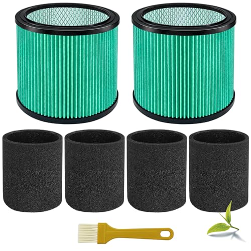 LVJUSEN 90340 Filters Compatible with Shop Vac 4-16 Gallon/Vacmaster 5-20 Gallon Wet Dry Vacuums Replaces 90304 90350 90333 9030400 with 4* Foam Sleeve