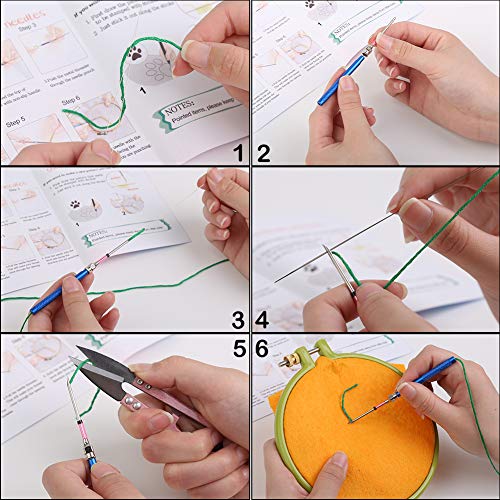 Punch Needle, 43 Pieces Punch Needle Tool And Instructions - Punch Needle Embroidery Kit With Embroidery Tools, Seam Ripper, Threader And Thimble, Needle Punch Kits For Beginners #TOP6