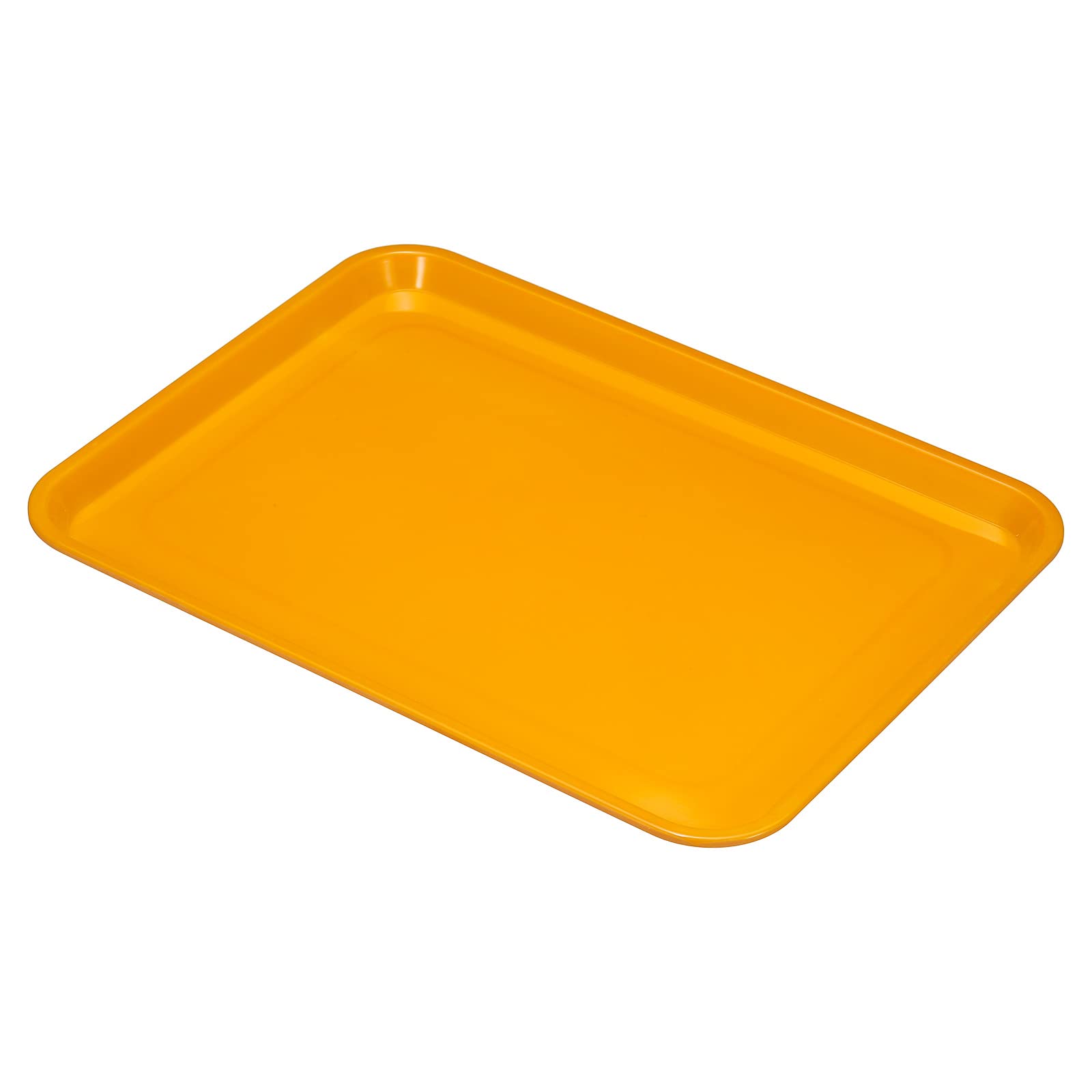 PATIKIL 15x11" Fast Food Tray, Plastic Reusable Recyclable Multi-Purpose Rectangle Serving Tray for Restaurant Home Kitchen, Yellow