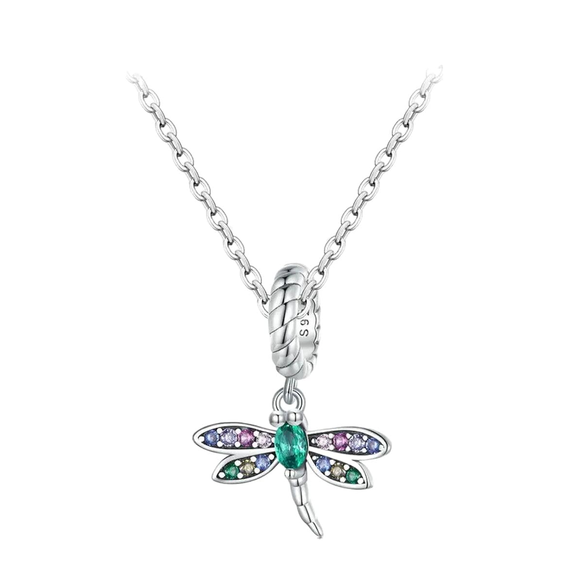 Argent sterling 925 collier libellule d'exception en zircons