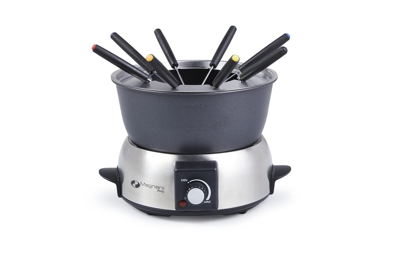 MAGNANI Appareil à fondue électrique pour 8 personnes. Fondue Chinoise, Bourguignonne, Savoyarde, Chocolat. Services à fondu capacité 1,75 Litres 800W.