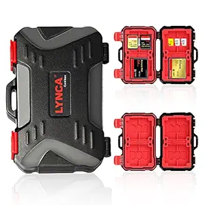 LYNCA Memory Card Hard Protector Case Holder, 12 TF / 8 SD / 4 CF Cards Storage Box Protector Cover Case Waterproof Carrying Case (Medium)