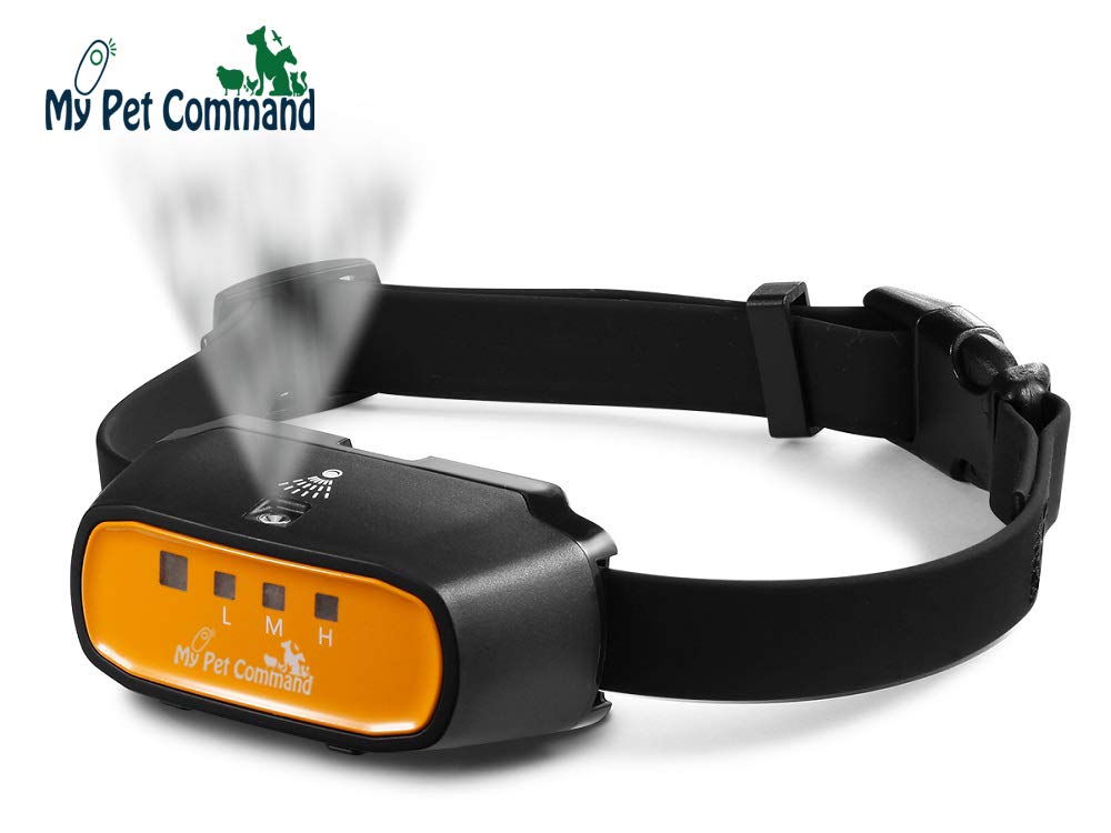 My Pet Command 2 in 1 Auto Citronella bark Dog Training Collar Safe Humane for Pets Anti bark Spray Collar with Advanced bark Detection Mode Adjustable Sensitivity Levels Bonus Training Whistle