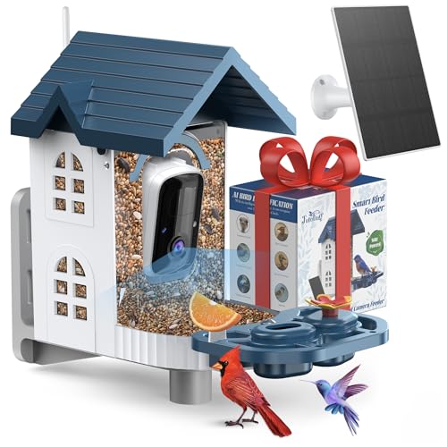 Smart Bird Feeder with Camera for Hummingbird: Vicohome 2K Outdoor AI Solar Powered Wireless WiFi Cam Birdhouse Outside Squirrel Proof Birdfeeder Watching Nest Video Birding Lover Gift Blue Large