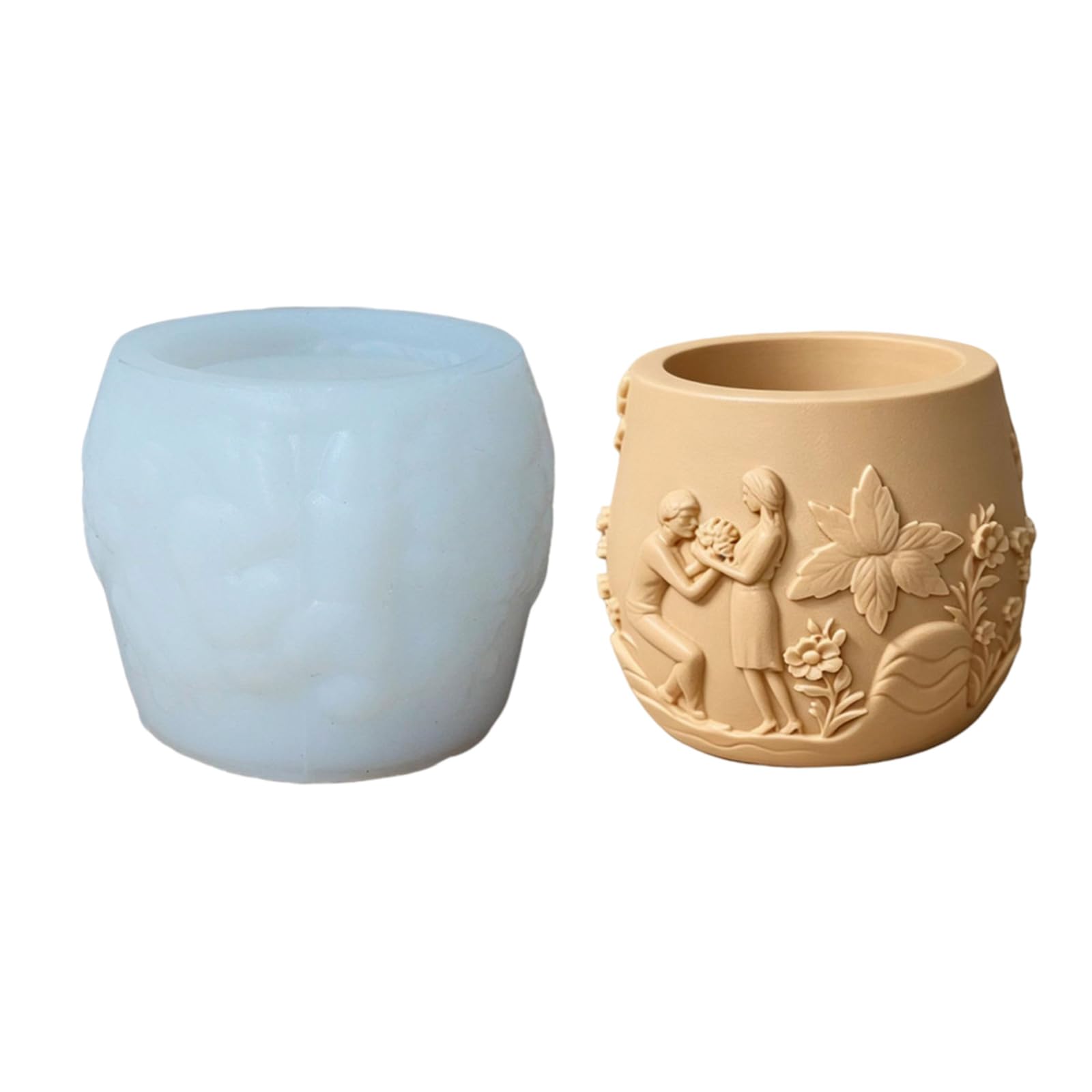 BWANGIAO Silicone Mould For Romance Couple Relief Candle Holder Flower Pots Crafting Resin Concrete Cement Art