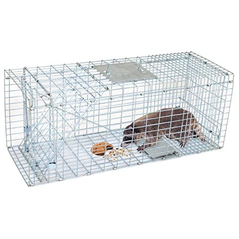 Smartxchoices 32" X 12" X 12.5" Large Live Animal Trap Cage Humane One-Door Solid Steel Catch and Release Rodent Cage for Raccoon, Rabbits, Stray Cats, Squirrel, Groundhogs, Opossums, Armadillos Cover