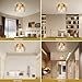 Gold Ceiling Light Fixtures, 14.17'' Flush Mount Modern Ceiling Lights with Clear Hammered Glass Shade, 3-Light Drum Chandelier Lighting Fixture for Kitchen Bedroom Entryway Bathroom Hallway Laundry