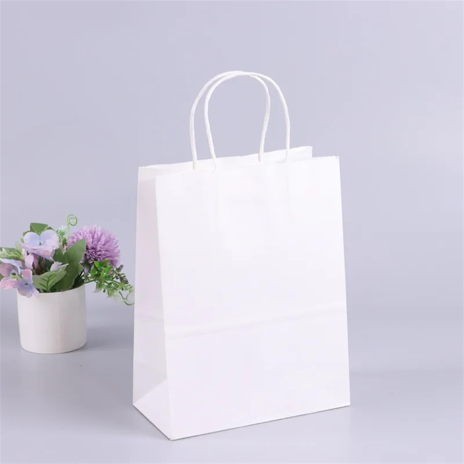 Sacchetti Carta Kraft Borse di carta for feste Kraft for la spesa for donne for caramelle for souvenir nozze Imballaggio borsa a mano(27x21x11cmWhite)